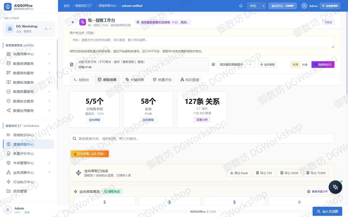 萃取结果:字段、实体与关系汇总